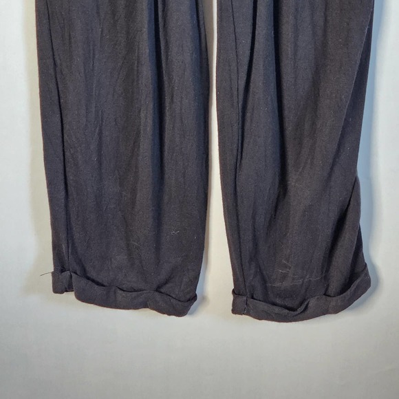 Michael Stars Black Jersey Jumpsuit XS Short Sleeves V Neck Cuffed Elastic Waist - Picture 4 of 9